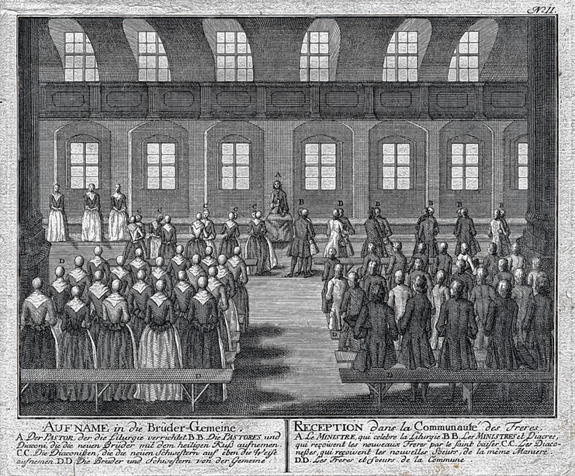 Powitanje nowych čłonow přez diakonisy a diakonow, kopororytwa 1757 Foto: <b>z archiwa Ochranowskeje bratrowskeje jednoty</b>
