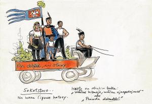 Wot Měrćina Nowaka-Njechorńskeho zwobraznjena sokołska swójba Wobraz: Serbski kulturny archiw