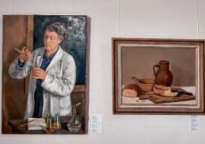 Dwě na wustajeńcy pśedstajonej mólbje: Chemikaŕka (1953) a Buŕski śichowobraz (1955) Fośe: V. Zakar