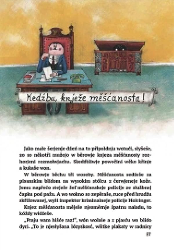 Strona z knihi »Małe šerjenje« wot Otfrieda Preußlera, kotraž je jako přełožk do hornjoserbšćiny w nakładnistwje Veles wušła (2026, 120 stronow, staroba: wot 6 lět).