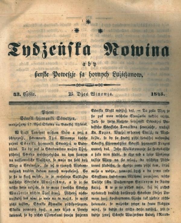 Smolerjowa rozprawa wo prěnim spěwanskim swjedźenju z mjenowanjom wobdźělenych wučerjow Reprodukcija: Serbski kulturny archiw